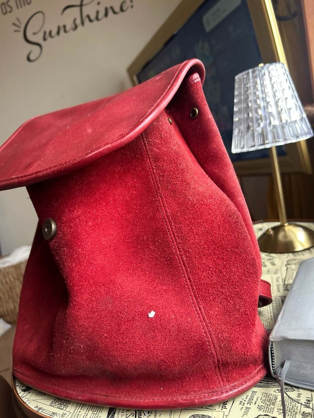 Vintage Coach Berkeley Series Red Suede and Leather Convertible Backpack 9016 - Picture 2 of 7